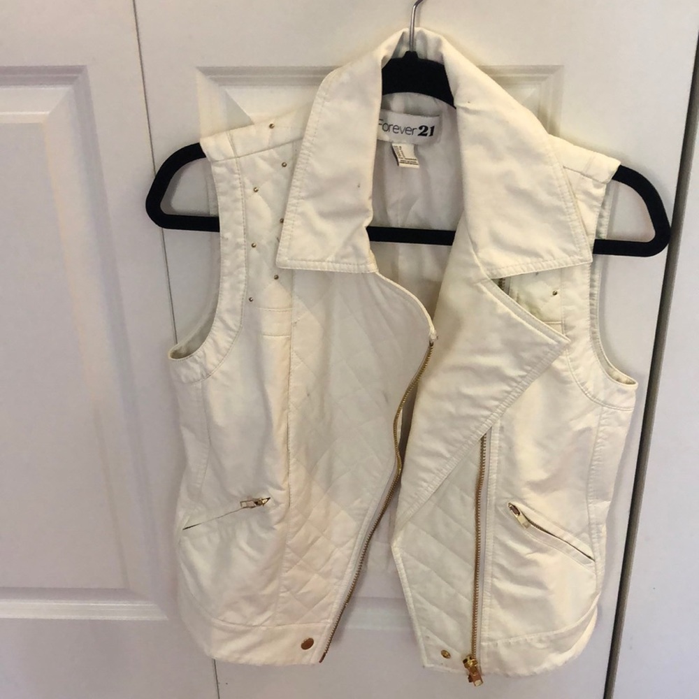 Cream leather vest